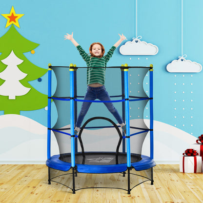 Homcom Trampolín Para Niños +3 Años Con Red De Seguridad Acero Ø140x160 Cm Azul_1