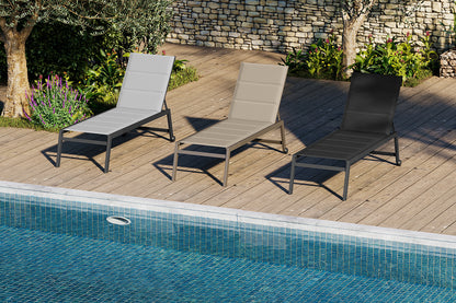 Lote De 2 Tumbonas Pampa Texaline Taupe Con 2x1 Espuma Y Aluminio Multiposiciones Con Ruedas Apilables 199x65x42cm_4