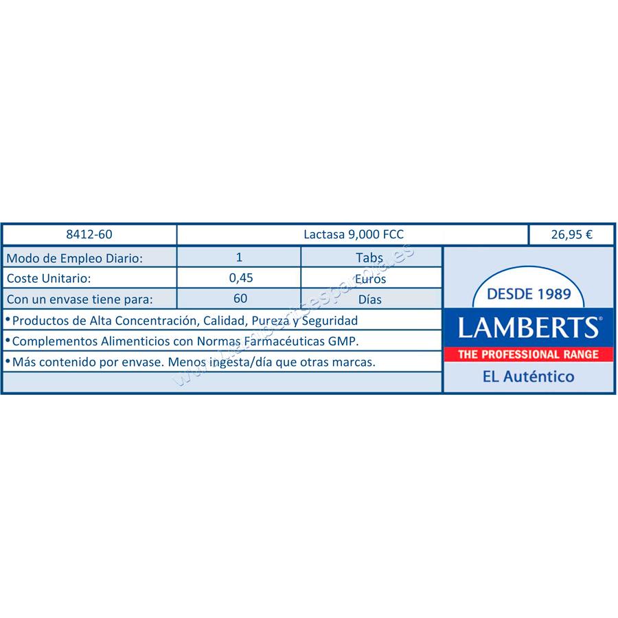 Enzima Digestiva Lactase em comprimidos Lamberts 350 mg