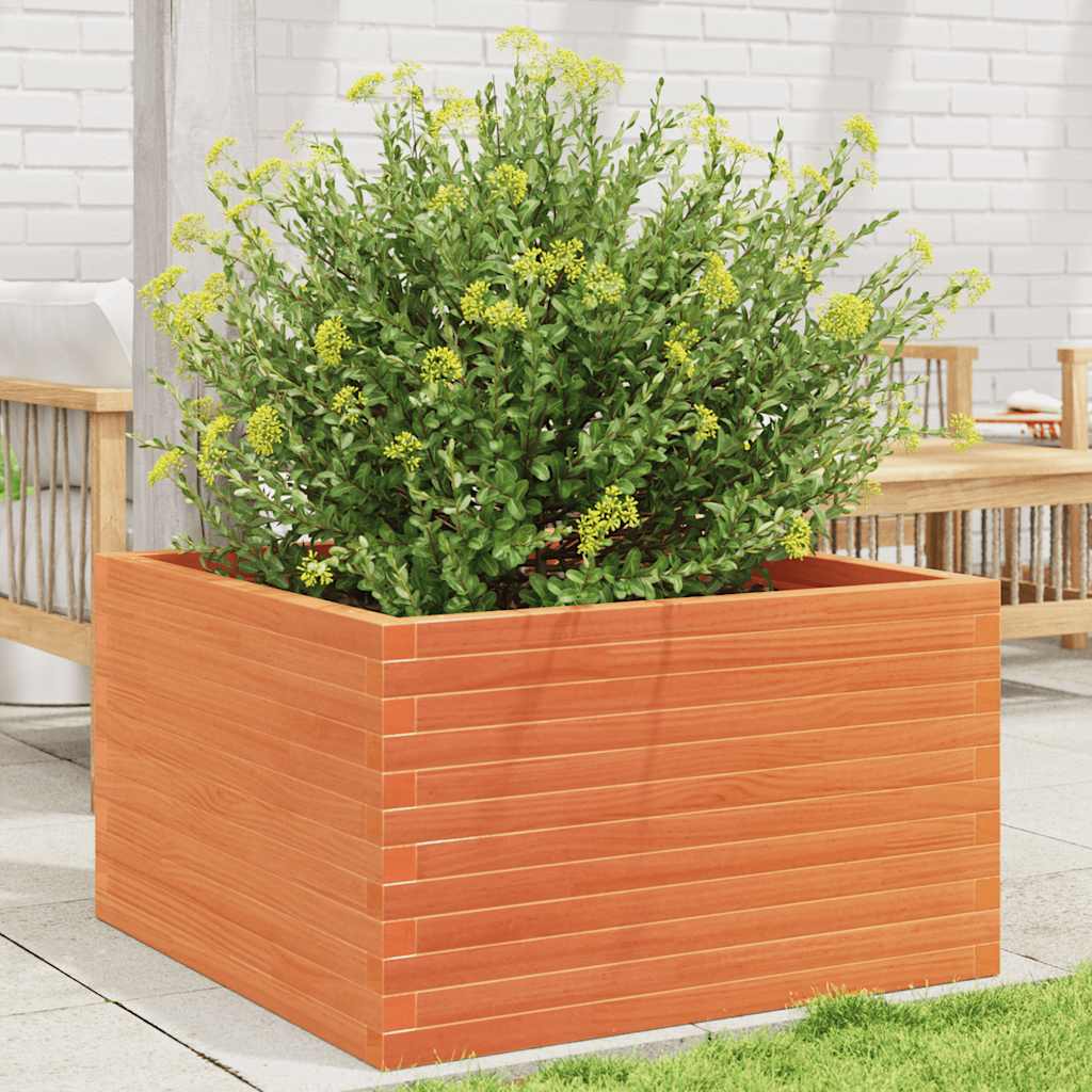 Jardinera Madera Maciza De Pino Marrón Cera 80x80x46 Cm_1