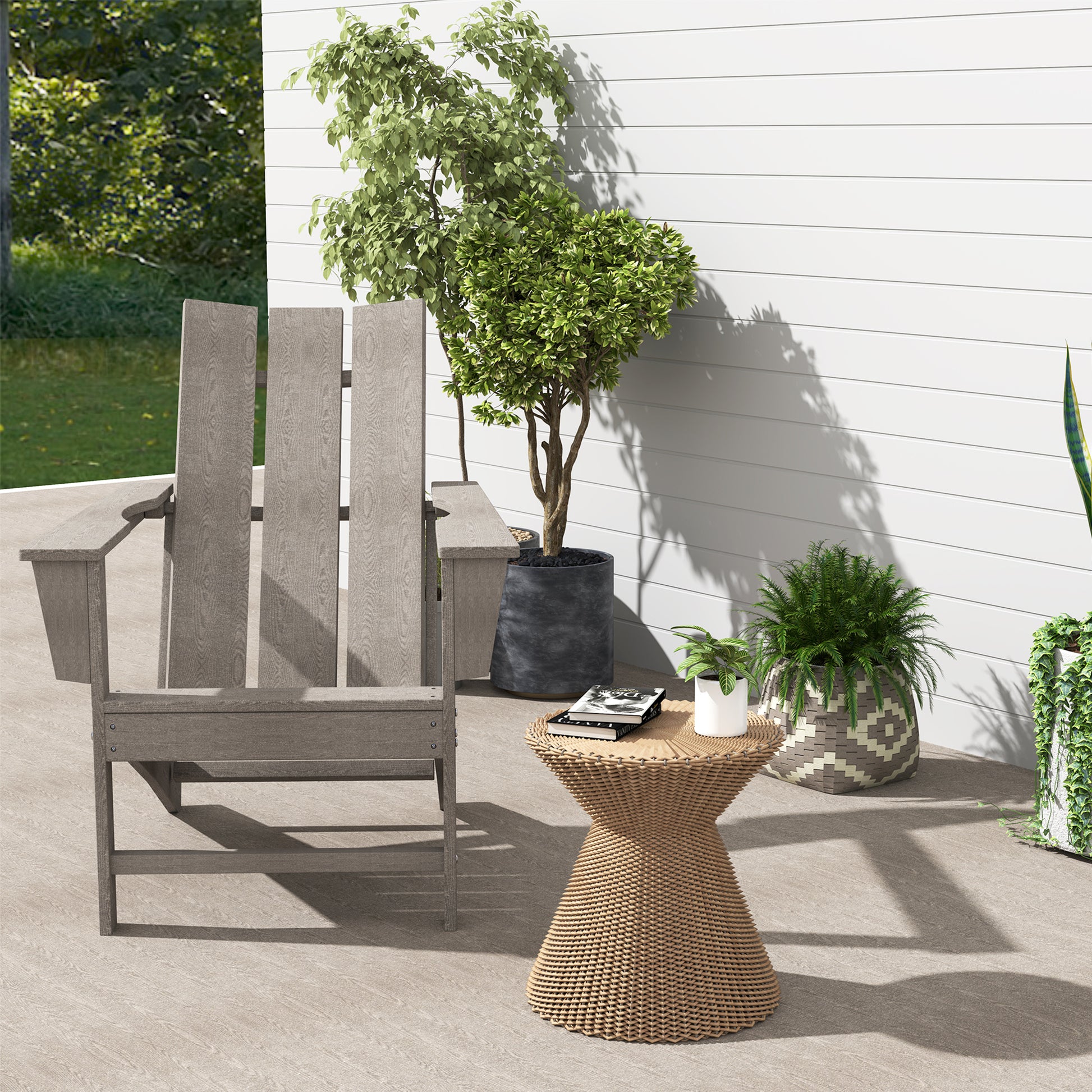 Outsunny Silla Adirondack Exterior Carga 120 Kg 75x83x90 Cm Gris Oscuro_1