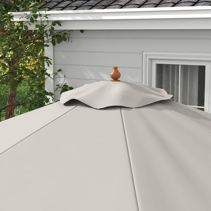 Outsunny Sombrilla De Jardín Ø325cm Con Sistema De Polea Techo Ventilado Gris_3