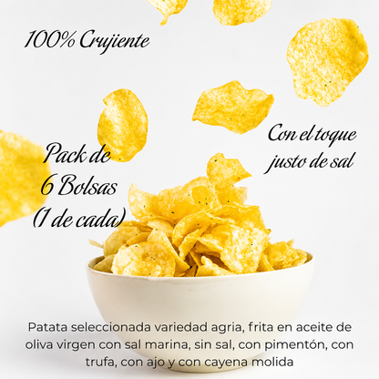 Patatas Fritas Artesanas | Pack Surtido 6 Bolsas Con Aove | Sin Sal + Ajo + Pimentón + Sal Marina + Cayena + Trufa_2
