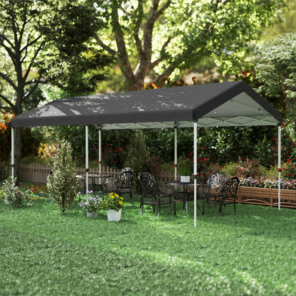 Outsunny Carpa Plegable 6x3 M Con Altura Ajustable Protección Uv50+ Gris Oscuro_4