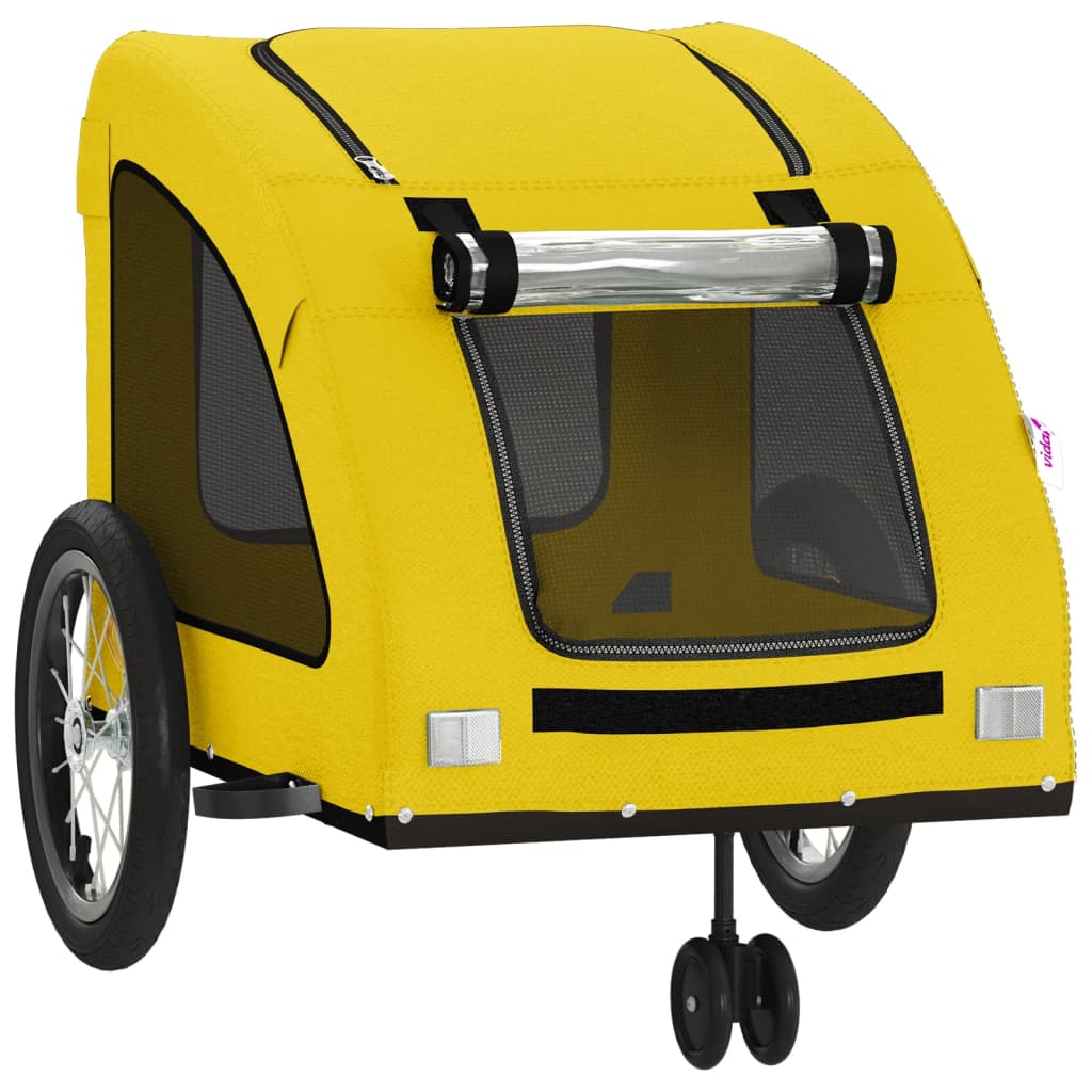 Remolque De Bicicleta Mascotas Hierro Tela Oxford Amarillo_4