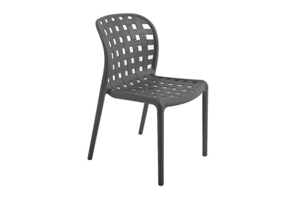 Juego De 4 Sillas De Jardín Apilables De Polipropileno De Carbono Negro Calado Corfu - Muebles De Jardín - 46x56xh82cm_0