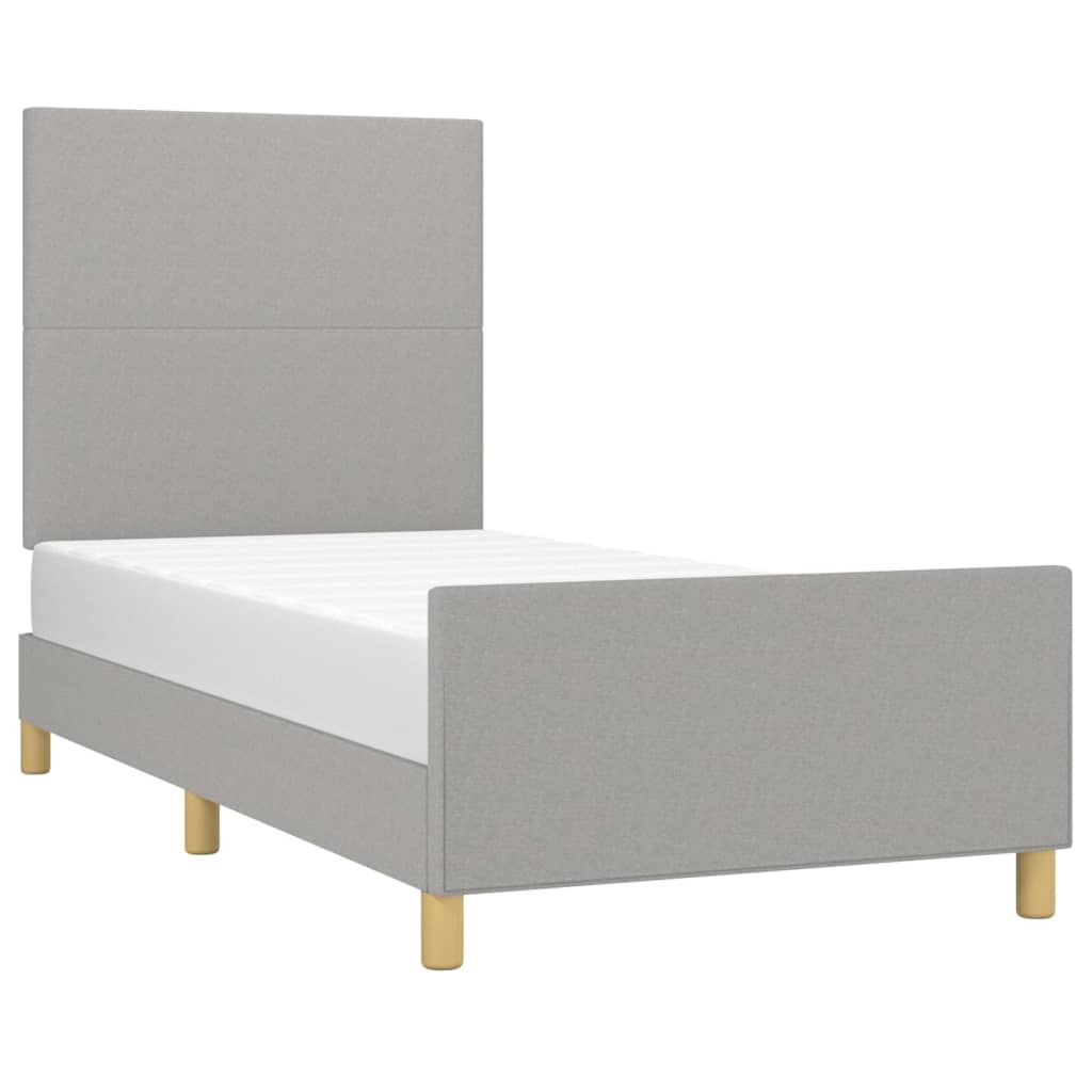 Estructura De Cama Con Cabecero De Tela Gris Claro 80x200 Cm / Vetonek_5