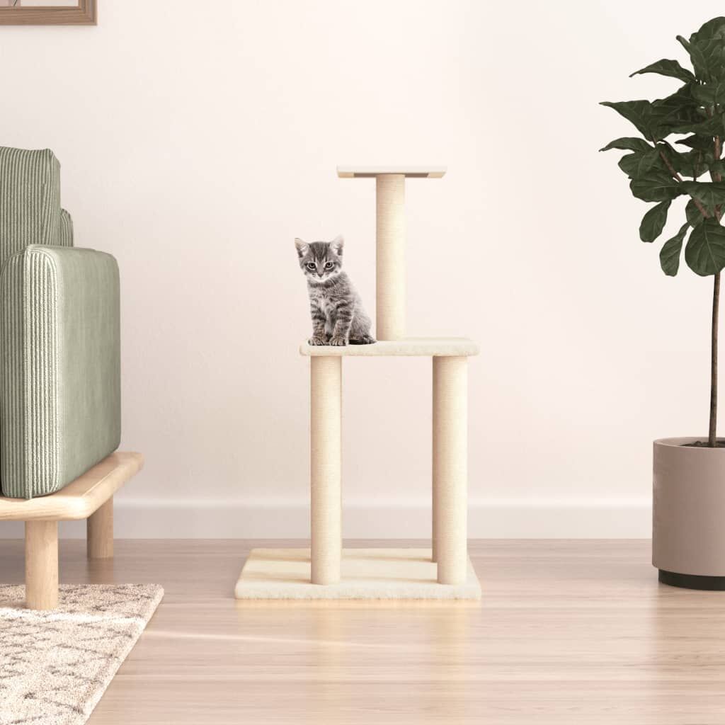 Vidaxl Rascador Para Gatos Con Postes De Sisal Color Crema 85,5 Cm_1