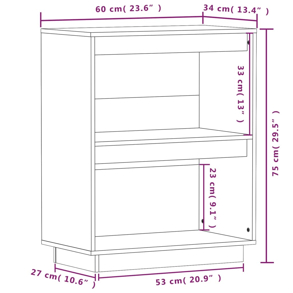Mesa Consola De Madera Maciza De Pino 60x34x75 Cm / Vetonek_1