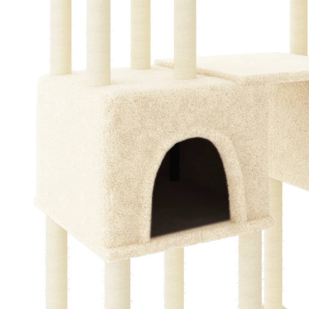 Rascador Para Gatos Con Postes De Sisal Color Crema 199 Cm_5