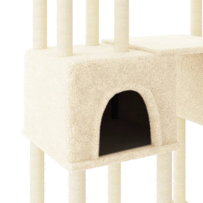 Rascador Para Gatos Con Postes De Sisal Color Crema 199 Cm_5
