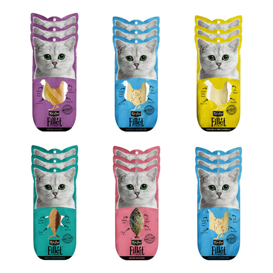 Kit Cat FilletFresh - Pacote de degustação com 18 unidades Petisco natural para gatos