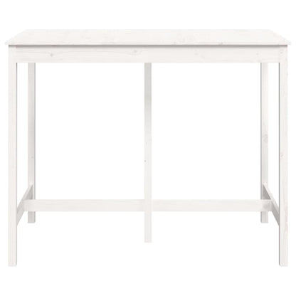 Mesa Alta De Bar Madera Maciza De Pino Blanco 140x80x110 Cm_1