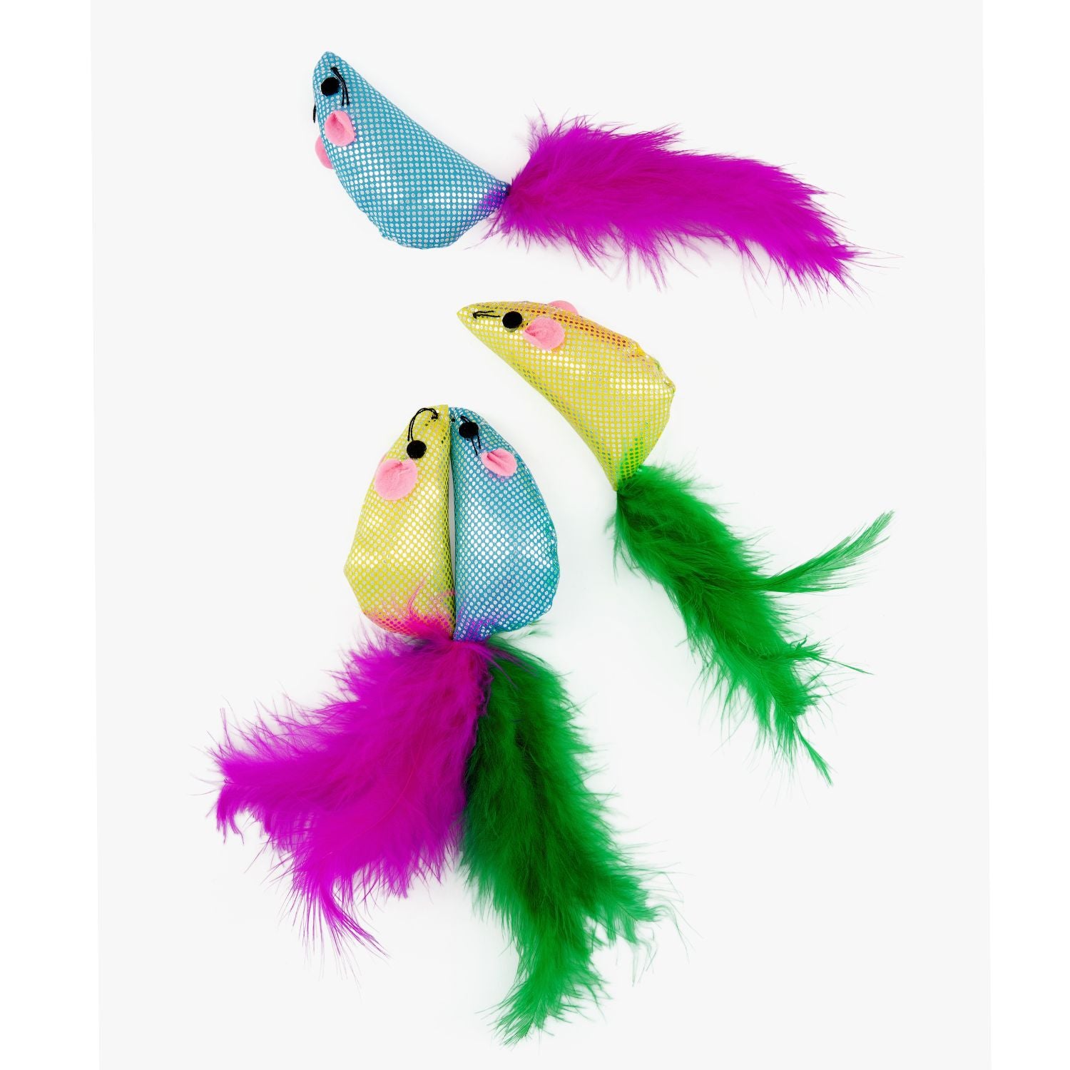 Juguete Para Gato En Pack De 4 Ratones Con Pluma En La Cola. De 6,5cm En Surtido De Colores Wuapu_1