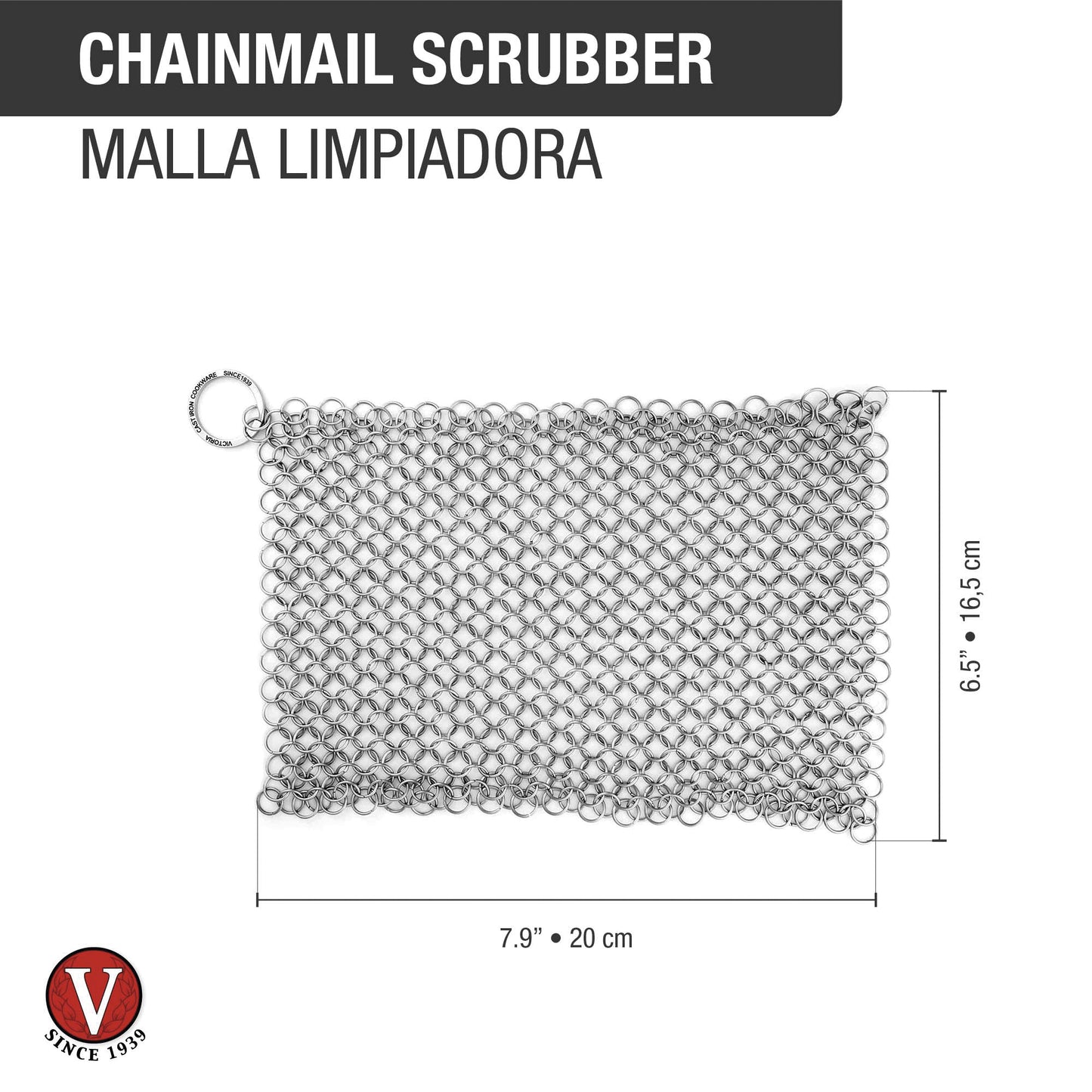 Victoria Limpiador Para Hierro Fundido, Estropajo Cota De Malla De Acero Inoxidable, Chainmail Scrubber, 32210_1