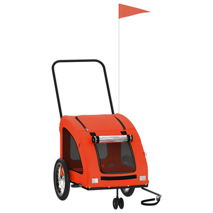 Remolque De Bicicleta Mascotas Hierro Tela Oxford Naranja_0