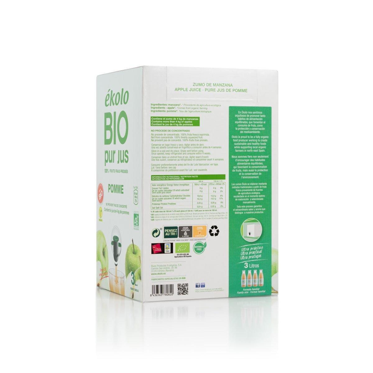 Sumo de maçã 100% espremido em saqueta Bio Ékolo bio 3L