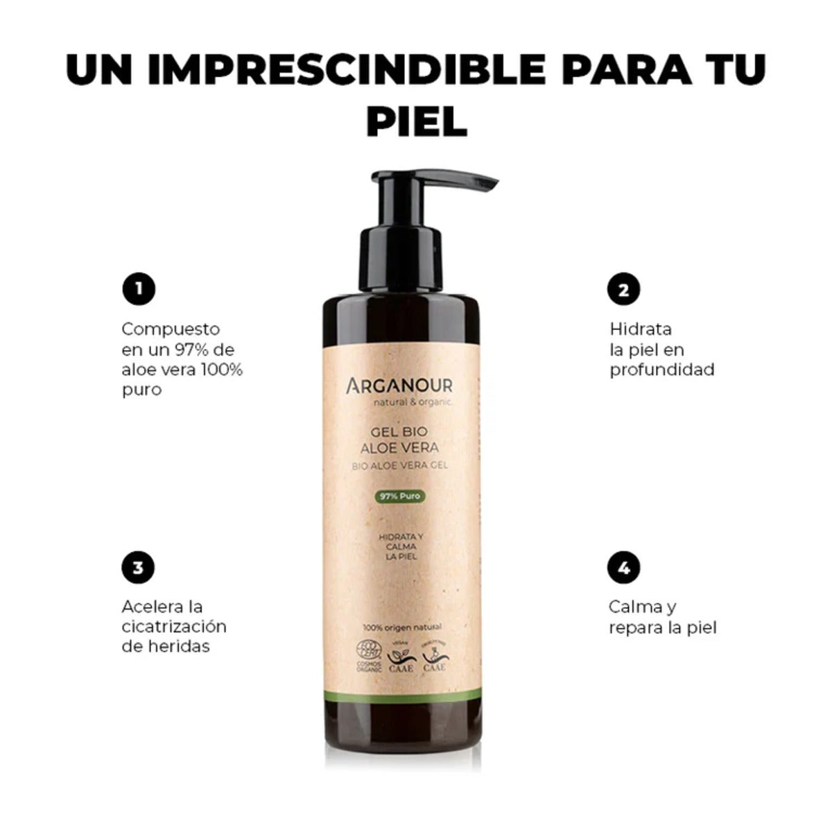 Gel de Aloé Vera 97% Biológico Certificado Arganour 250 ml