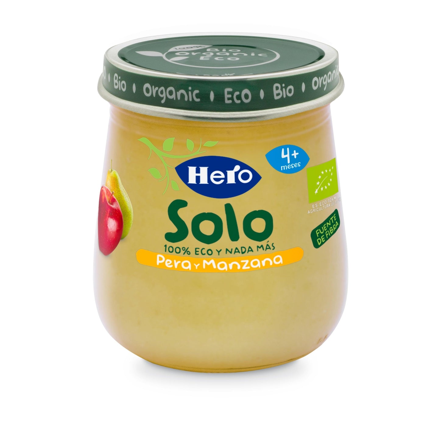 Pote de Pêra e Maçã Biológica 120 g - Hero Solo