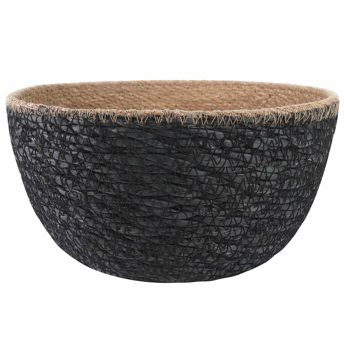 Maceta Con Asas Negro Ø 22 X 20 Cm 100% Hierba Marina_2