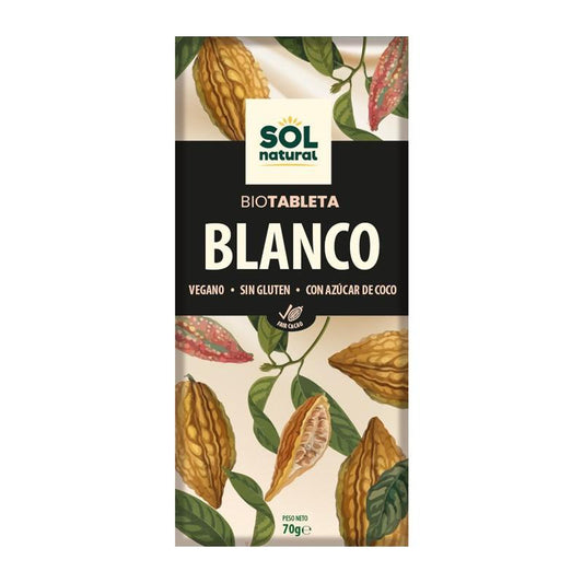 Tablete de Chocolate Branco Biológico 70 g Sol Natural