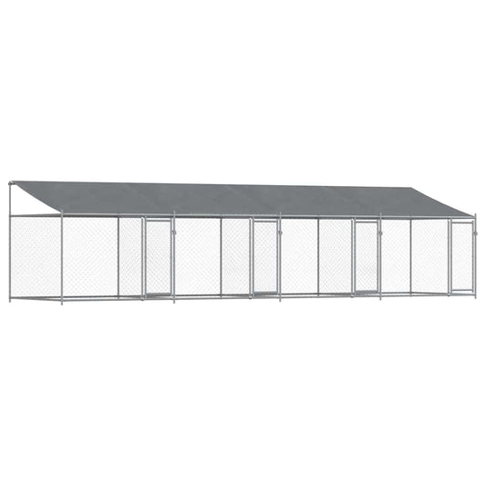 Jaula De Perros Techo Y Puertas Acero Galvanizado Gris 8x2x2 M_0