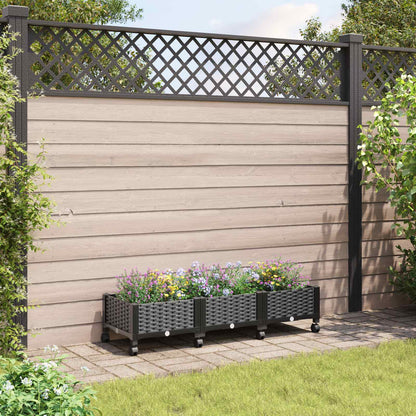 Macetero De Jardín Con Ruedas Negro 120 X 40 X 29 Cm Pp_1