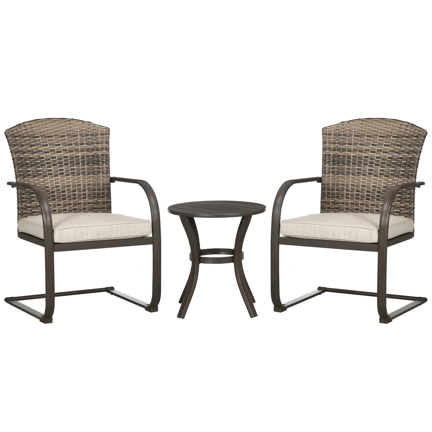 Outsunny Conjunto De Muebles De Jardín De Ratán Incluye 2 Sillas Y Mesa Redonda_0