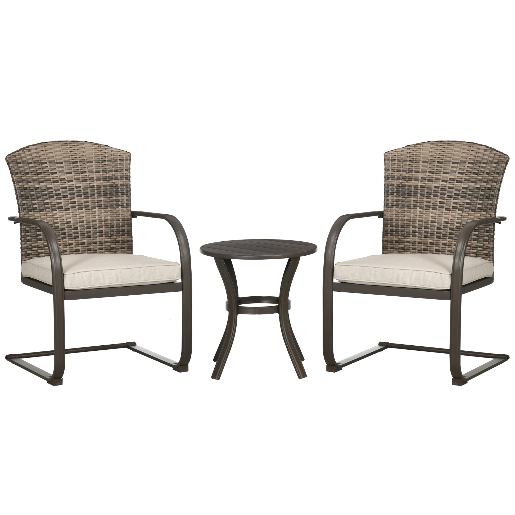 Outsunny Conjunto De Muebles De Jardín De Ratán Incluye 2 Sillas Y Mesa Redonda_0