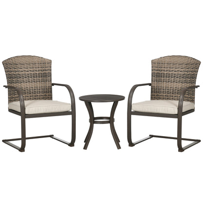 Outsunny Conjunto De Muebles De Jardín De Ratán Incluye 2 Sillas Y Mesa Redonda_0
