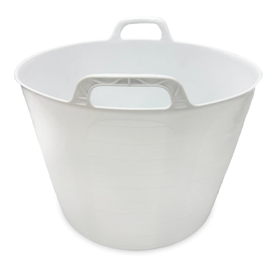 Pack 5 Capazo De Plástico Flexible Para Uso Alimentario. Asa Reforzada (blanco, 42l). Sin Bpas. Restaurantes, Vendimia_0
