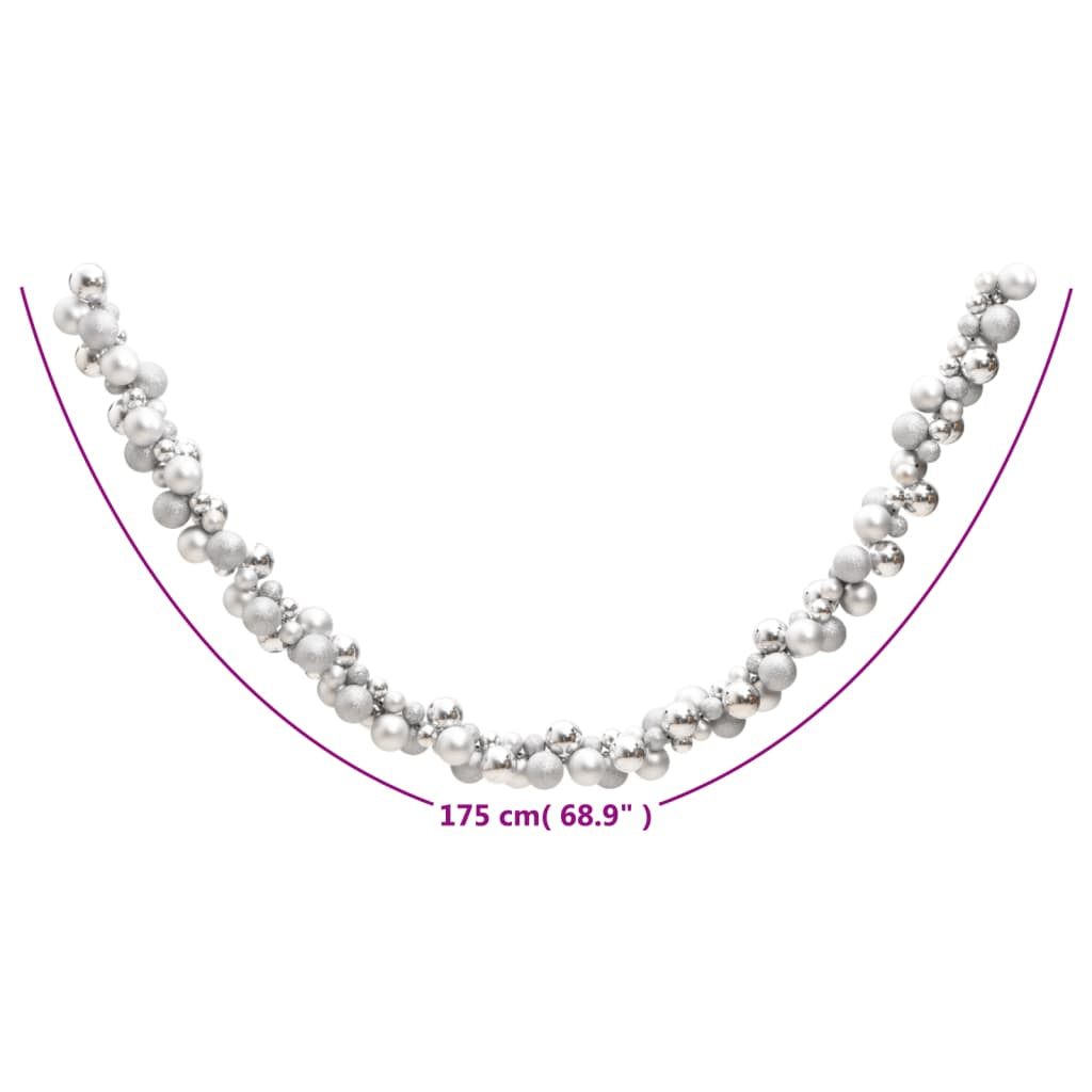 Vidaxl Corona De Bolas De Navidad Poliestireno Plateado 175 Cm_2