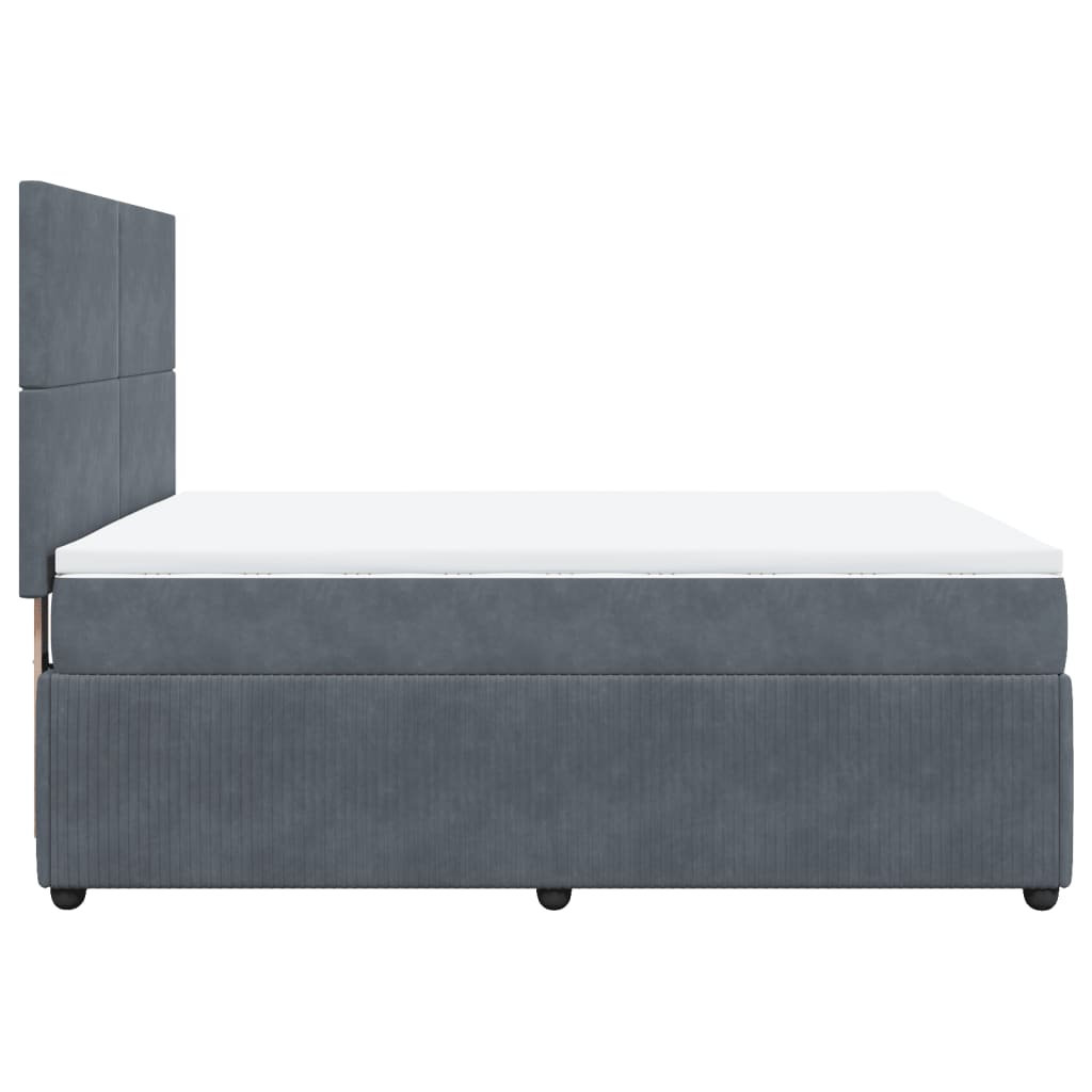 Cama Box Spring Con Colchón Terciopelo Gris Oscuro 140x200 Cm / Vetonek_2