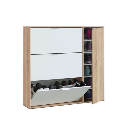 Zapatero Con 4 Puertas Maty Roble Canadian Y Blanco 115 Cm (alto) X 106 Cm (ancho) X 22 Cm_2