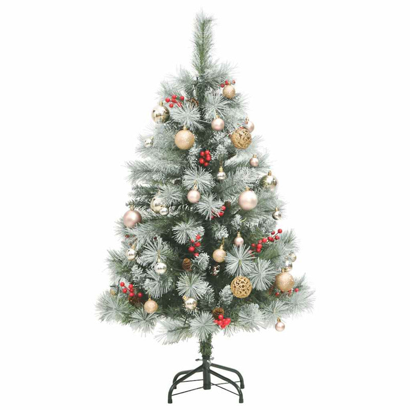 Vidaxl Árbol Navidad Artificial Con Bisagras 150 Led Y Bolas 120 Cm_3