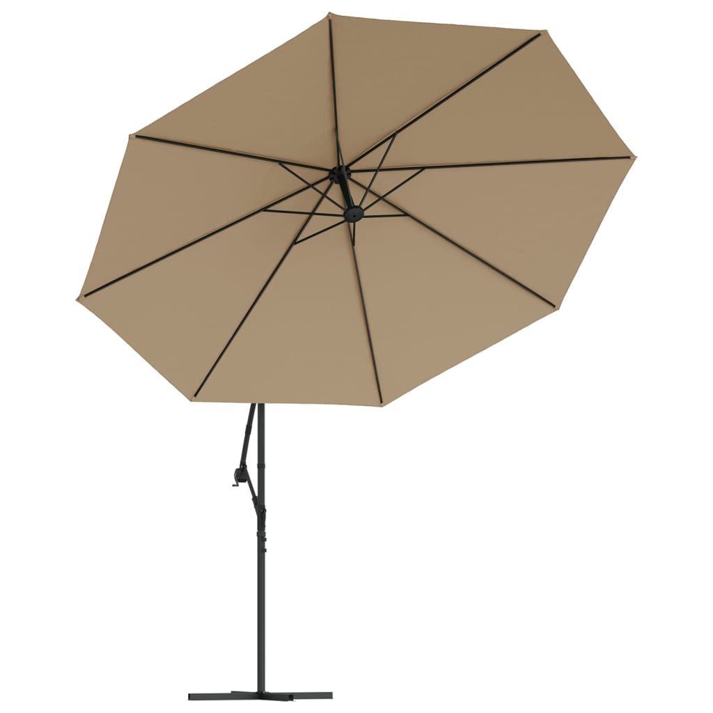 Sombrilla Voladiza Jardín Con Luces Led Palo Acero Taupe 350 Cm_3