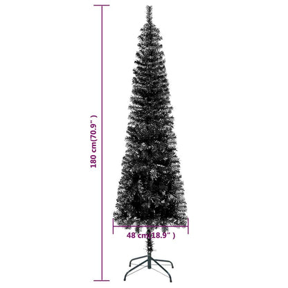 Vidaxl Árbol De Navidad Delgado Con Luces Y Bolas Negro 180 Cm_2