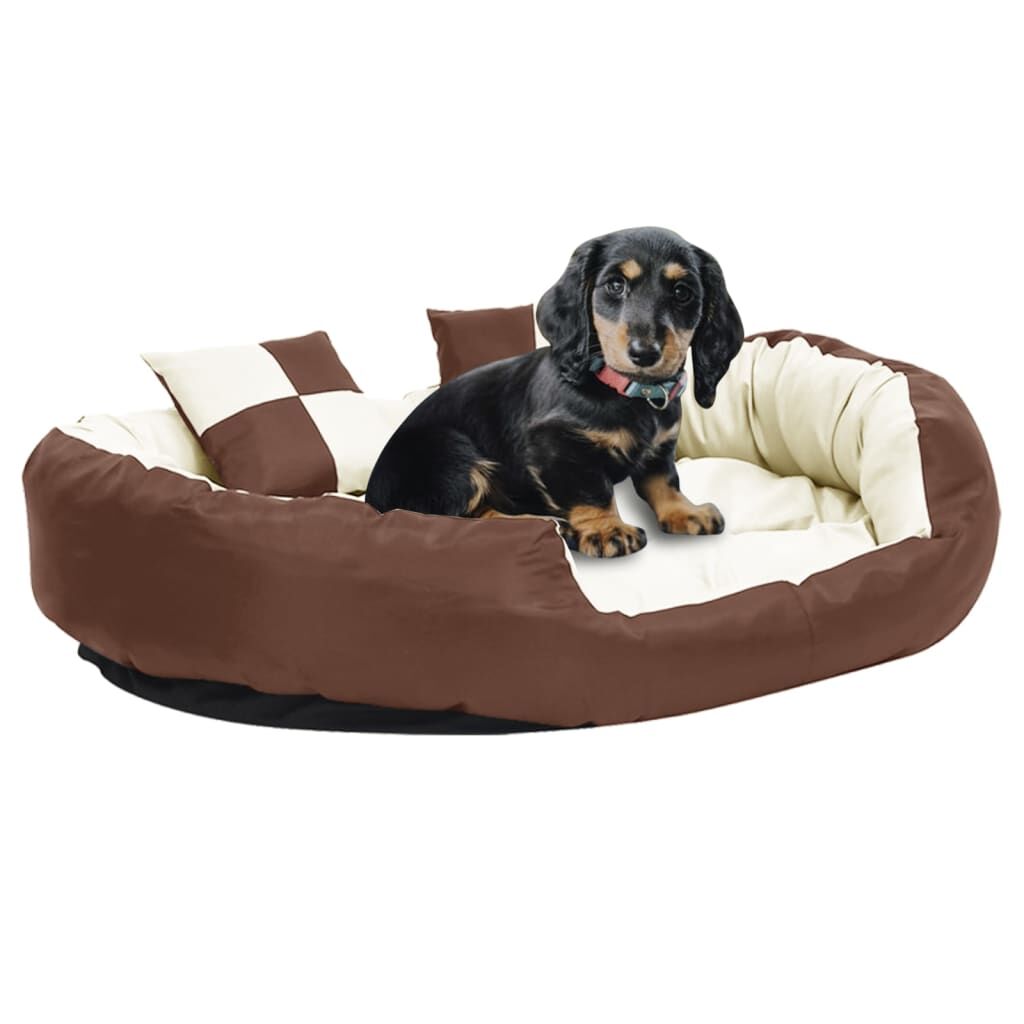 Vidaxl Cojín Para Perro Reversible Y Lavable Marrón Crema 110x80x23 Cm_1