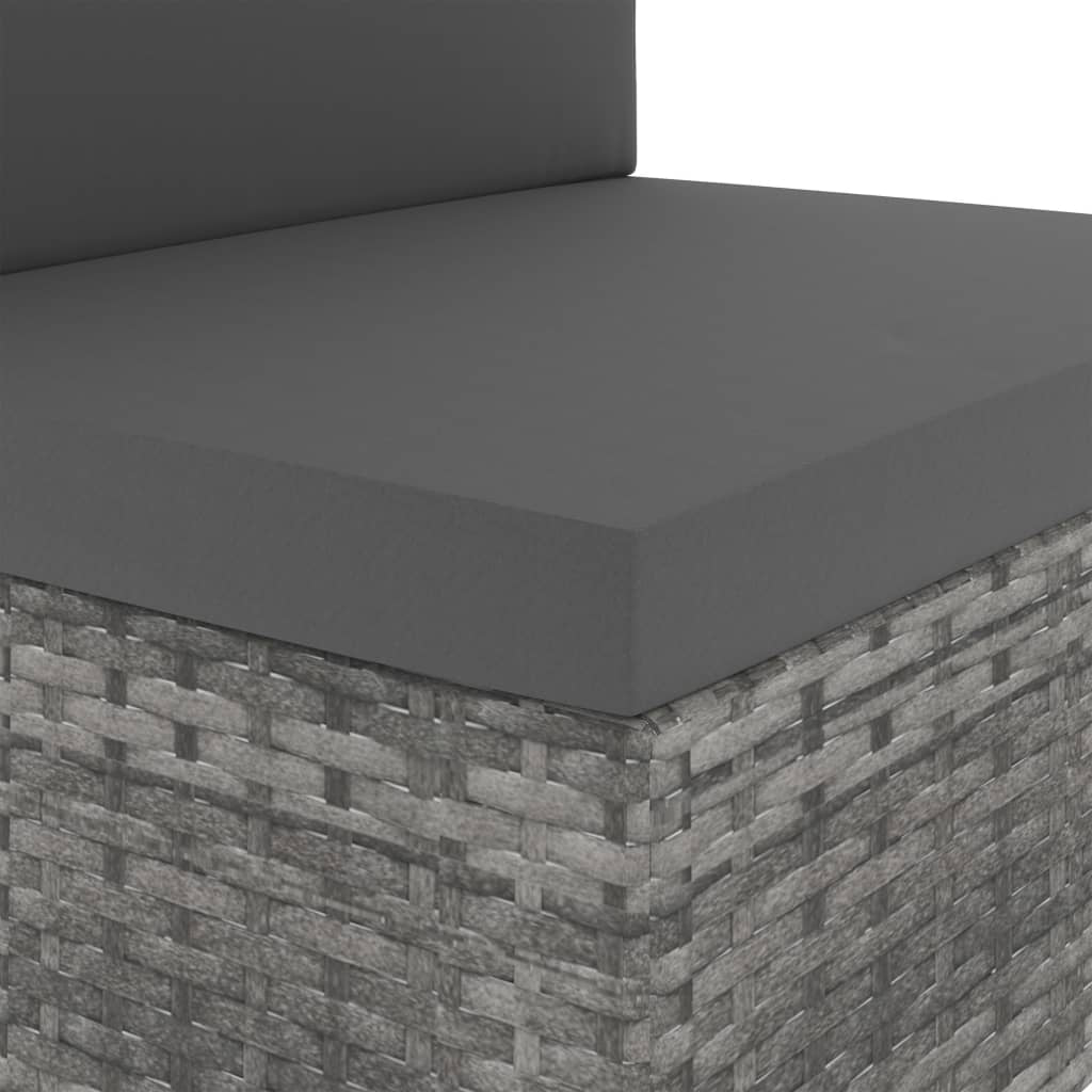 Vidaxl Sofá Seccional Esquina Y Reposabrazos Dcho Ratán Sintético Gris_4