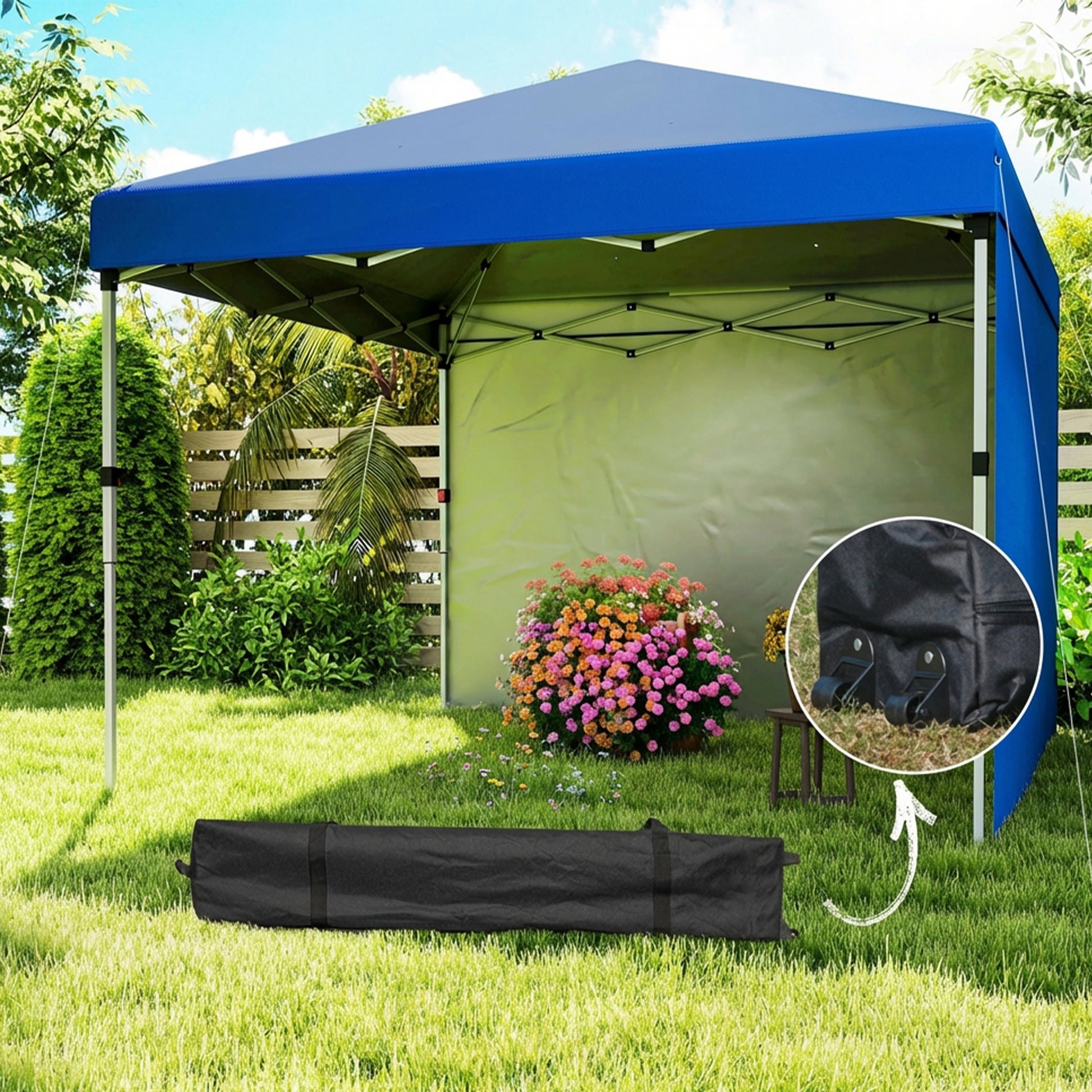 Outsunny Carpa Plegable 3x3 M Con Altura Ajustable Y Bolsa De Transporte Azul_3