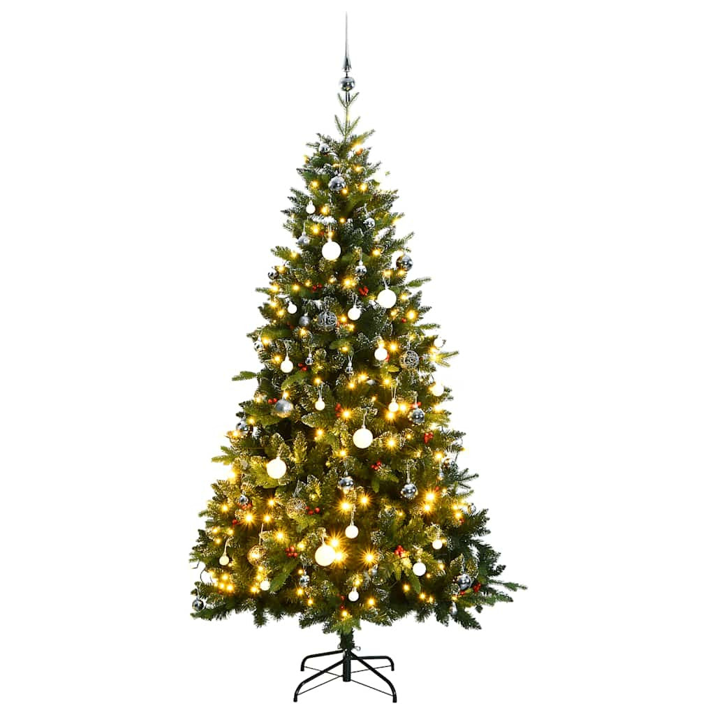 Vidaxl Árbol De Navidad Artificial Con Bisagras 150 Led Y Bolas 150 Cm_0
