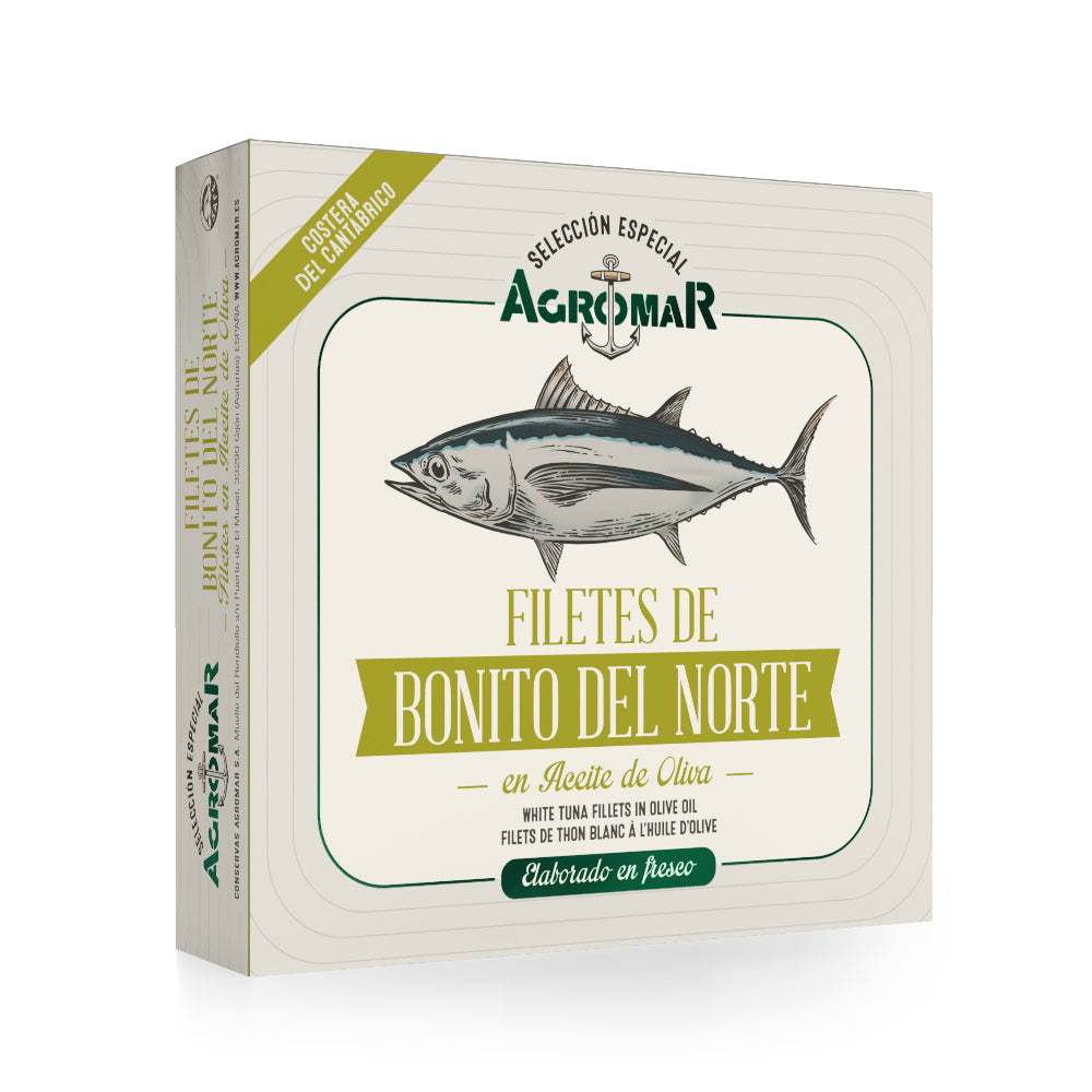 Filetes de Lomo Bonito del Norte en Aceite de Oliva Costera del Cantábrico en Lata AGROMAR 550 g (350 g escurrido)