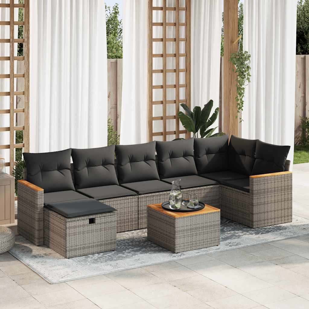 Set De Sofás De Jardín Y Cojines 8 Piezas Ratán Sintético Gris / Vetonek_1