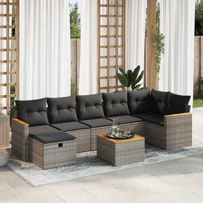 Set De Sofás De Jardín Y Cojines 8 Piezas Ratán Sintético Gris / Vetonek_1