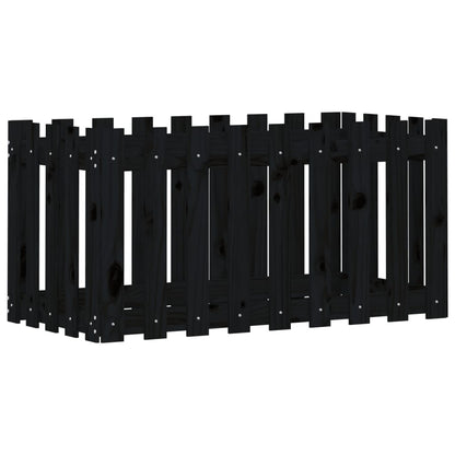 Arriate Elevado Jardín Con Valla Madera Pino Negro 100x50x50cm_0