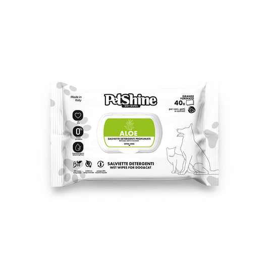 Porrini Toallitas Higiene Perro/Gato, Aloe, 40 uds