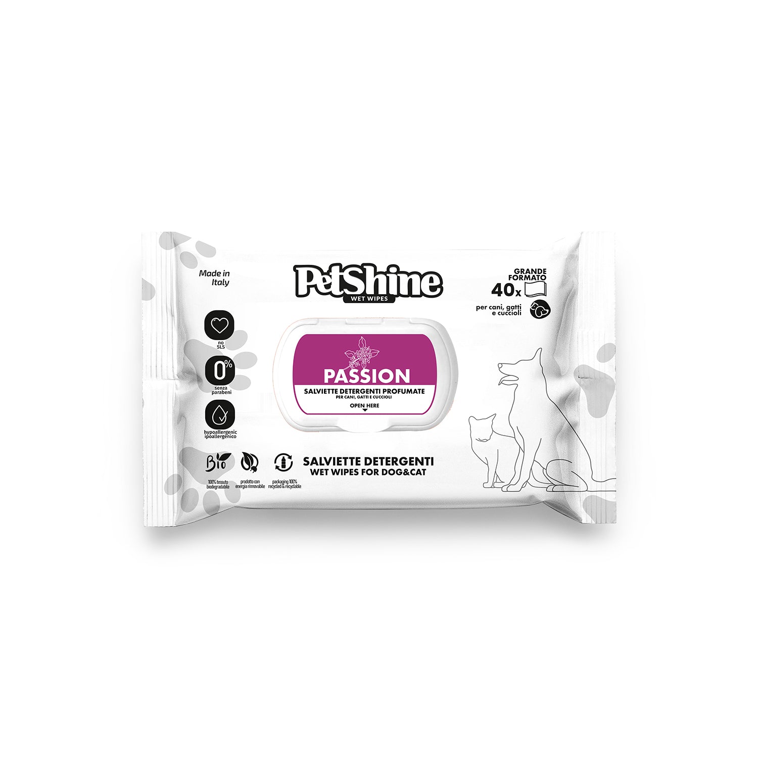 Porrini Toallitas Higiene Perro/Gato, Pasión, 40 uds