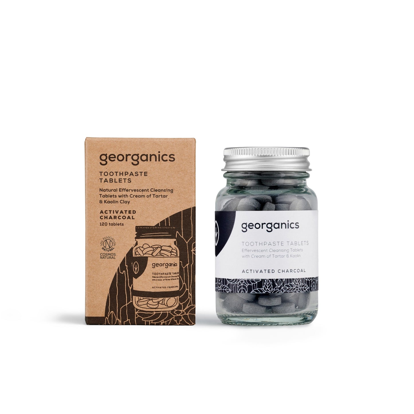 Georganics Comprimidos de pasta de dentes natural com carvão ativado e hortelã