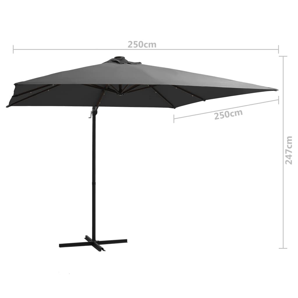 Vidaxl Sombrilla Voladiza Luces Led Y Poste Acero Antracita 250x250 Cm_2
