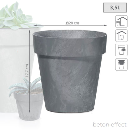 Maceta Cube Beton Effect 3,5l., Dimensiones (mm) 200x200x177, Color Marengo_2